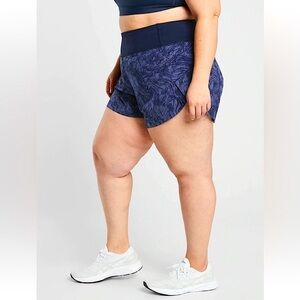 Athleta Women’s Plus Size Run with It Printed 3.5" Navy Blue Shorts Size 2X